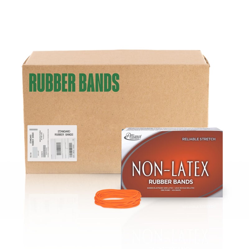 Alliance (37196) Latex-Free Orange Rubber Bands, Size 19 Inches, 0.16 x 3.5 Inches, APPROX. PCS. 1440 per Box - Image 1